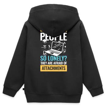 Why Are Cybersec People So Lonely - Kinder Premium Organic Zip Hoodie - Schwarz - Hinten - AI Model Kid Male (0cm)