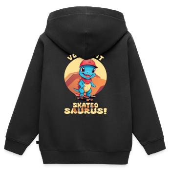 Vorsicht Skateosaurus - Kinder Premium Organic Zip Hoodie - Schwarz - Hinten - AI Model Kid Male (0cm)