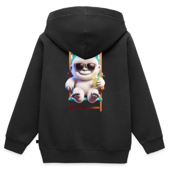 Yeti Monster dans une chaise longue - Sweat Premium à capuche zippé enfant bio - noir - Dos - AI Model Kid Male (0cm)