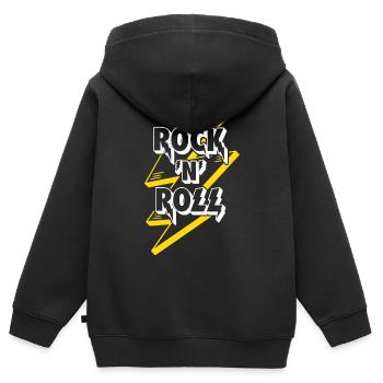 Rock'n'Roll Text Logo mit Blitz - Kinder Premium Organic Zip Hoodie - Schwarz - Hinten - AI Model Kid Male (0cm)