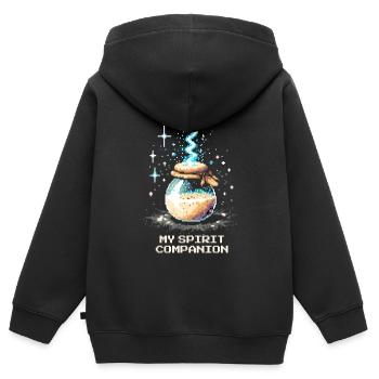 Le levain : mon âme sœur | Cuisson du pain - Sweat Premium à capuche zippé enfant bio - noir - Dos - AI Model Kid Male (0cm)