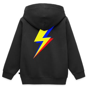 Geometric multicolor lightning bolt - Kids Premium Organic Zip-up Hoodie - black - Back - AI Model Kid Male (0cm)