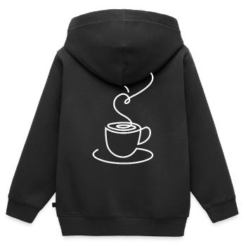 Tee Skizze mit Herz Rauch – romantisches Motiv - Kinder Premium Organic Zip Hoodie - Schwarz - Hinten - AI Model Kid Male (0cm)