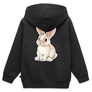 Hase - Kinder Premium Organic Zip Hoodie - Schwarz - Hinten - AI Model Kid Male (0cm)