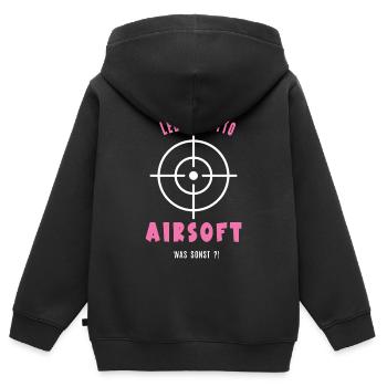 Joueur Airsoft Airsofter Jeu d’Airsoft Air-Soft - Sweat Premium à capuche zippé enfant bio - noir - Dos - AI Model Kid Male (0cm)