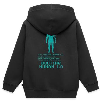 Erreur d’empathie de démarrage de Human 1.0 - Sweat Premium à capuche zippé enfant bio - noir - Dos - AI Model Kid Male (0cm)