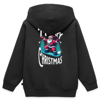 Snowboard Santa Claus - Kinder Premium Organic Zip Hoodie - Schwarz - Hinten - AI Model Kid Male (0cm)