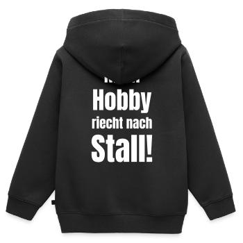Mon hobby s’étend après l’écurie - Sweat Premium à capuche zippé enfant bio - noir - Dos - AI Model Kid Male (0cm)