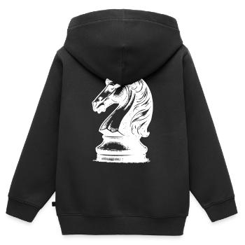 Schachbrett mit Schachfiguren König und Bauern - Kinder Premium Organic Zip Hoodie - Schwarz - Hinten - AI Model Kid Male (0cm)