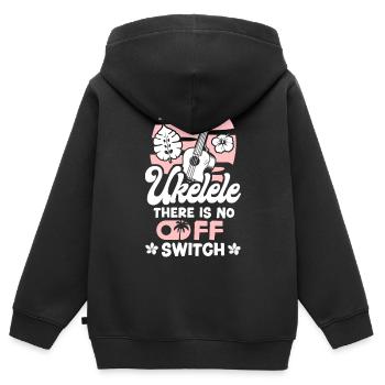 Ukulélé hawaïen Ukulélé Ukulélé là-bas - Sweat Premium à capuche zippé enfant bio - noir - Dos - AI Model Kid Male (0cm)