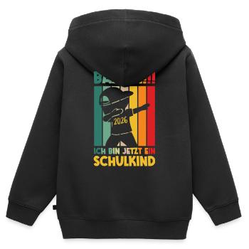 Schulanfang 2026 Schulkind 2026 - Kinder Premium Organic Zip Hoodie - Schwarz - Hinten - AI Model Kid Male (0cm)