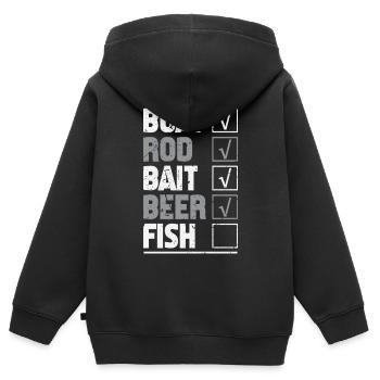 Pêcheurs Pêcheurs Pêcheurs Pêcheurs Pêcheurs Sportifs - Sweat Premium à capuche zippé enfant bio - noir - Dos - AI Model Kid Male (0cm)