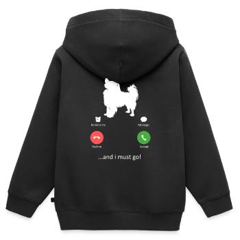 Interface de téléphone intelligent Papillon Dog Calling - Sweat Premium à capuche zippé enfant bio - noir - Dos - AI Model Kid Male (0cm)