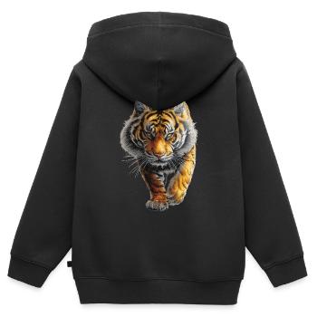 Tiger - Kinder Premium Organic Zip Hoodie - Schwarz - Hinten - AI Model Kid Male (0cm)