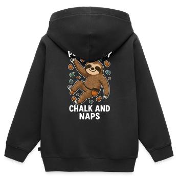 Chemise de bloc drôle – Paresseux avec craie - Sweat Premium à capuche zippé enfant bio - noir - Dos - AI Model Kid Male (0cm)