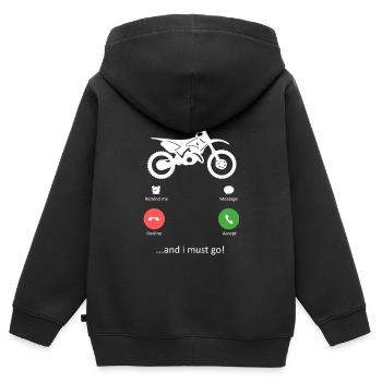 Ma moto m’appelle et je dois y aller - Sweat Premium à capuche zippé enfant bio - noir - Dos - AI Model Kid Male (0cm)