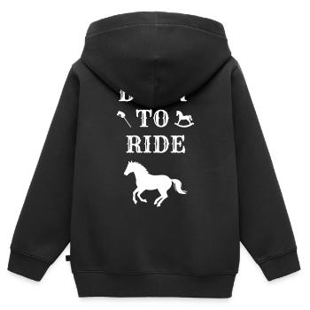 BORN TO RIDE (cheval) - Sweat Premium à capuche zippé enfant bio - noir - Dos - AI Model Kid Male (0cm)