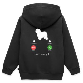 Un Pékinois appelle le propriétaire drôle de chien - Sweat Premium à capuche zippé enfant bio - noir - Dos - AI Model Kid Male (0cm)