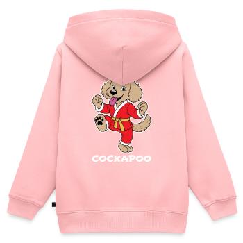 Cockapoo Kung-Fu - Kinder Premium Organic Zip Hoodie - Rosa - Hinten - AI Model Kid Female (0cm)