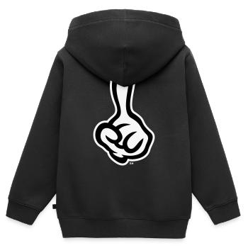 Erhobener Zeigefinger (Finger / Linke Hand NEG2C) - Kinder Premium Organic Zip Hoodie - Schwarz - Hinten - AI Model Kid Male (0cm)