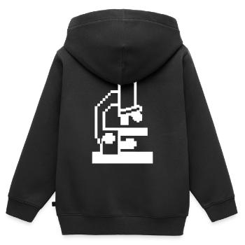 Pixel Mikroskop 8-Bit Labor - Kinder Premium Organic Zip Hoodie - Schwarz - Hinten - AI Model Kid Male (0cm)
