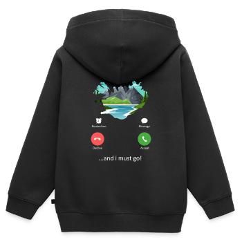 L’Islande m’appelle et je dois voyager Art - Sweat Premium à capuche zippé enfant bio - noir - Dos - AI Model Kid Male (0cm)