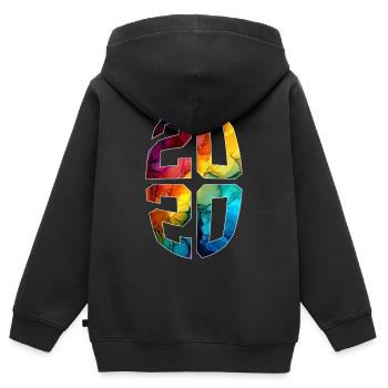 6 ANS 2020 6E ANNIVERSAIRE - Sweat Premium à capuche zippé enfant bio - noir - Dos - AI Model Kid Male (0cm)