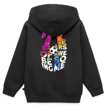 7 YEARS OF BEING AWESOME FUßBALL 7. GEBURTSTAG - Kinder Premium Organic Zip Hoodie - Schwarz - Hinten - AI Model Kid Male (0cm)