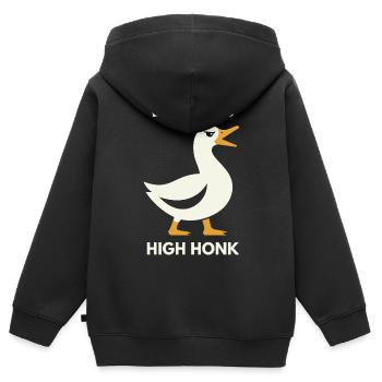 Low Stakes High Honk Duck Tee - Kinder Premium Organic Zip Hoodie - Schwarz - Hinten - AI Model Kid Male (0cm)