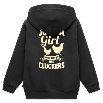 Élevage de coqs, volaille, poulet - Sweat Premium à capuche zippé enfant bio - noir - Dos - AI Model Kid Male (0cm)