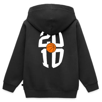 16E ANNIVERSAIRE DU BASKETBALL VINTAGE 2010 - Sweat Premium à capuche zippé enfant bio - noir - Dos - AI Model Kid Male (0cm)