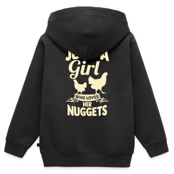 Élevage de coqs, volaille, poulet - Sweat Premium à capuche zippé enfant bio - noir - Dos - AI Model Kid Male (0cm)