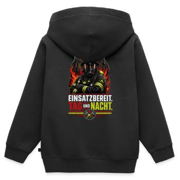 Feuerwehr - Kinder Premium Organic Zip Hoodie - Schwarz - Hinten - AI Model Kid Male (0cm)