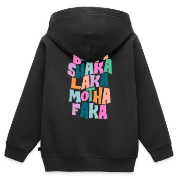Fette Farbburst-Typografie - Kinder Premium Organic Zip Hoodie - Schwarz - Hinten - AI Model Kid Male (0cm)