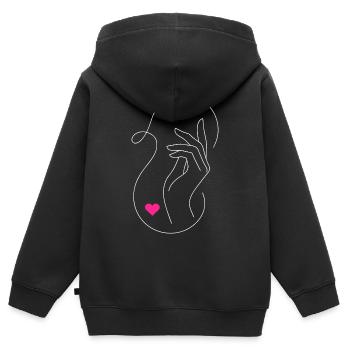 Zarte Liebe: Hände & Herzen Design - Kinder Premium Organic Zip Hoodie - Schwarz - Hinten - AI Model Kid Male (0cm)