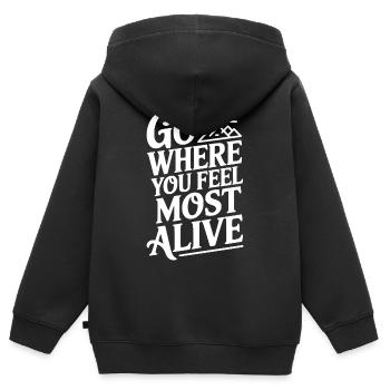 Go Where You Feel Most Alive - Kids Premium Organic Zip-up Hoodie - black - Back - AI Model Kid Male (0cm)