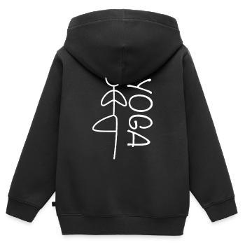 Exercice de yoga pour une séance d’entraînement - Sweat Premium à capuche zippé enfant bio - noir - Dos - AI Model Kid Male (0cm)
