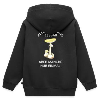 Pilz Alle Pilze sind essbar aber manche nur einmal - Kinder Premium Organic Zip Hoodie - Schwarz - Hinten - AI Model Kid Male (0cm)