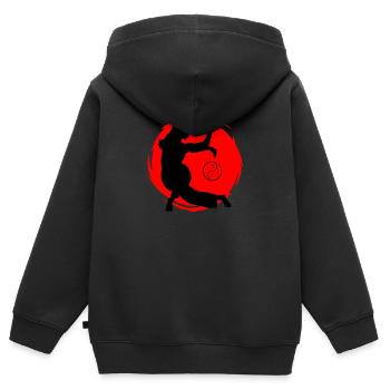 Yin Yang Qi Gong Zen - Sweat Premium à capuche zippé enfant bio - noir - Dos - AI Model Kid Male (0cm)