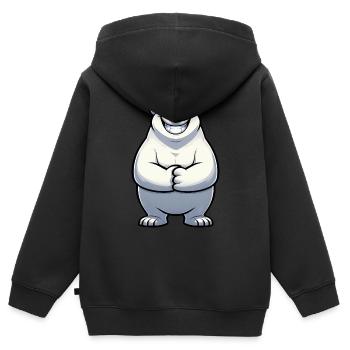 Ours polaire satisfait bande dessinée pôle Nord fierté cool - Sweat Premium à capuche zippé enfant bio - noir - Dos - AI Model Kid Male (0cm)