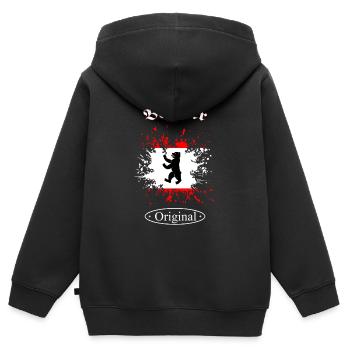 Berliner Original - Kinder Premium Organic Zip Hoodie - Schwarz - Hinten - AI Model Kid Male (0cm)