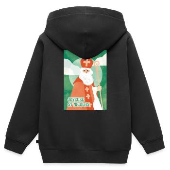 Glücklicher Nikolaus - Kinder Premium Organic Zip Hoodie - Schwarz - Hinten - AI Model Kid Male (0cm)