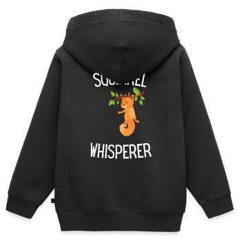 Waldbewohner Tierfreund Waldtier Eichhörnchen - Kinder Premium Organic Zip Hoodie - Schwarz - Hinten - AI Model Kid Male (0cm)