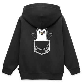 Poche de poche de poitrine de pingouin - Sweat Premium à capuche zippé enfant bio - noir - Dos - AI Model Kid Male (0cm)