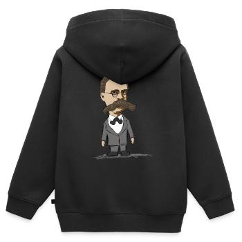 Nietzsche - Kids Premium Organic Zip-up Hoodie - black - Back - AI Model Kid Male (0cm)