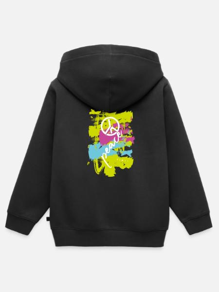Peace farbig - Kinder Premium Organic Zip Hoodie - Schwarz