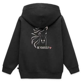 be yourself - be yourself a horse fan - Kids Premium Organic Zip-up Hoodie - black - Back - AI Model Kid Male (0cm)