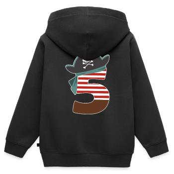 Ich bin Fünf 5 / Pirat Geburtstag Party Geschenk - Kinder Premium Organic Zip Hoodie - Schwarz - Hinten - AI Model Kid Male (0cm)