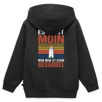 Moin Norddeutschland Ostfriese Plattdeutsch - Kinder Premium Organic Zip Hoodie - Schwarz - Hinten - AI Model Kid Male (0cm)