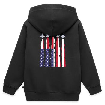 Airplanes American flag - Kids Premium Organic Zip-up Hoodie - black - Back - AI Model Kid Male (0cm)